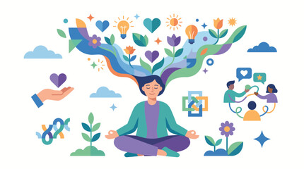 Fototapeta premium Mindfulness and Creative Thinking Vector Illustration