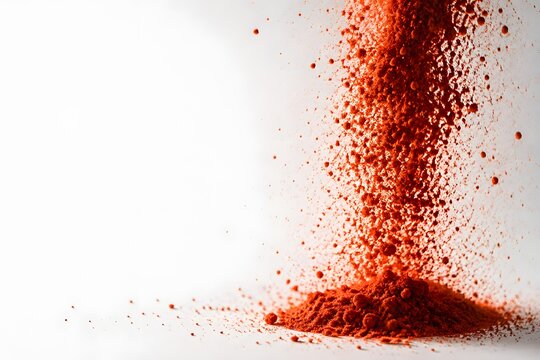 Red Paprika Powder Sprinkling in Mid-Air with Dramatic Backlighting