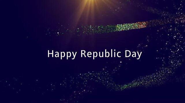 Dynamic glowing national flag waving with sparkling fireworks light background