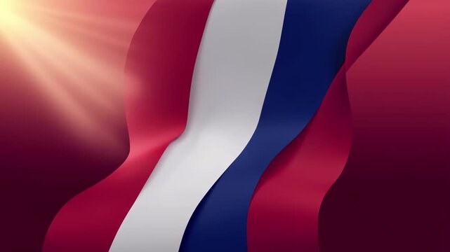 Dynamic waving tri color flag with vibrant sunlight glow with billowing gracefully