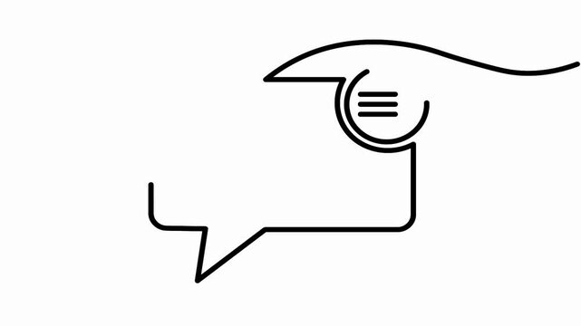 Continuous line art draws speech bubbles with a cursor arrow, motion graphics animation.

Description