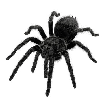 Close up of a black tarantula spider isolated.