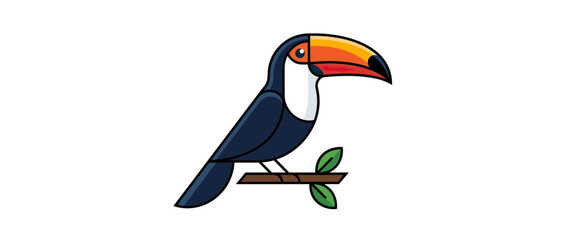 Naklejka premium Stylized Toucan Bird Perched on Branch Isolated