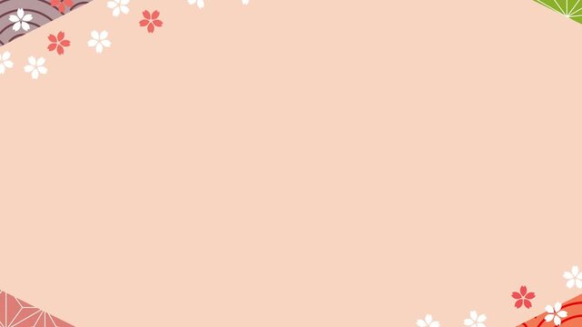 Japanese style frame with cherry blossoms 4K