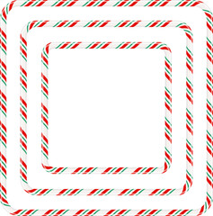 Fototapeta premium Candy Cane Square Frame PNG, Red Green Striped Multiple Borders Isolated on Transparent Background