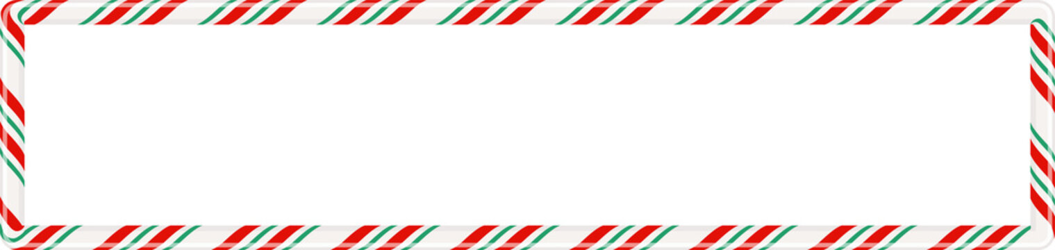 Candy Cane Small Rectangle Border PNG, Red Green Striped Outline Isolated on Transparent Background
