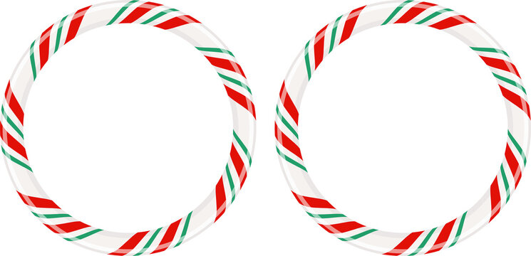 Candy Cane Rounded Rectangle Frame PNG, Red Green Striped Border Isolated on Transparent Background
