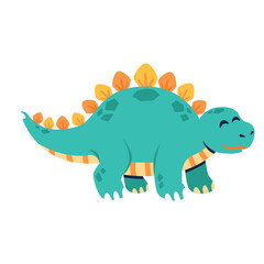 Cute Stegosaurus Dinosaur Character Vector Illustration © angga