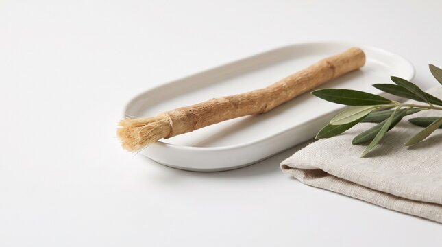 Natural Organic Miswak Siwak Toothbrush Stick Studio Shot with Copy Space