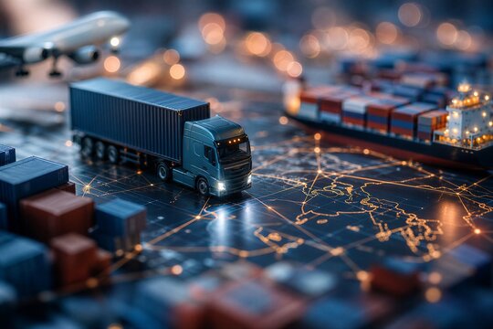 Integrated Logistics and Transportation Network for Global Distribution, Featuring Smart Warehousing, Secure Shipments, and Efficient Supply Chain Operations.