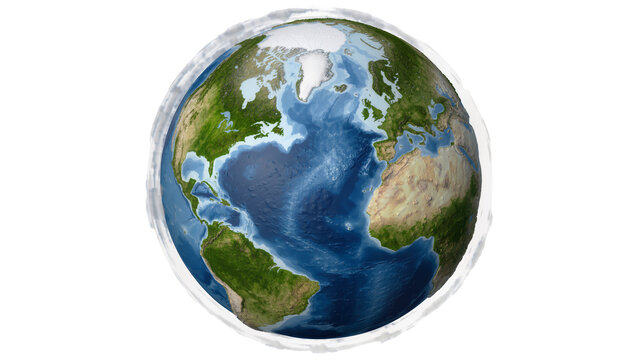 Detailed planet Earth showing continents and oceans, isolated on transparent background