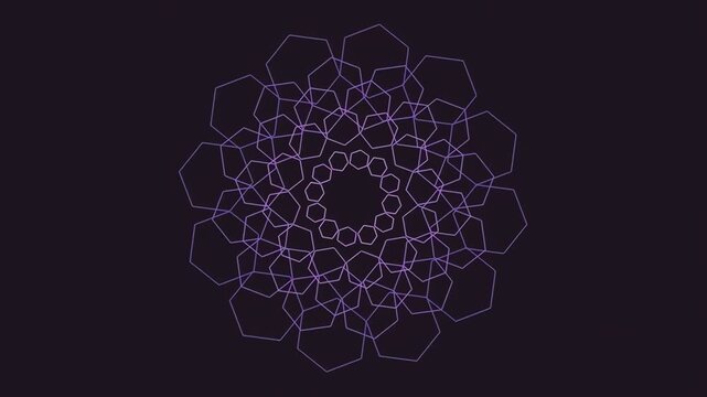 Abstract geometric pattern with overlapping hexagons on dark background