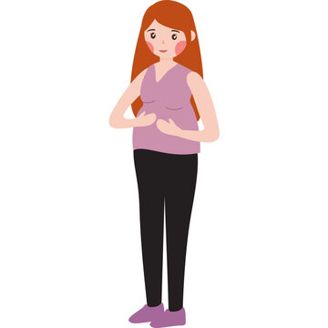 Pregnant  Woman in Purple Camisole and Black Long Pants