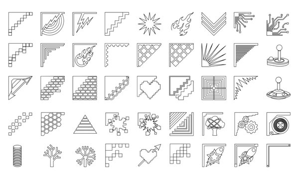 Collection of corner frames and decorative border elements for creative digital page layouts