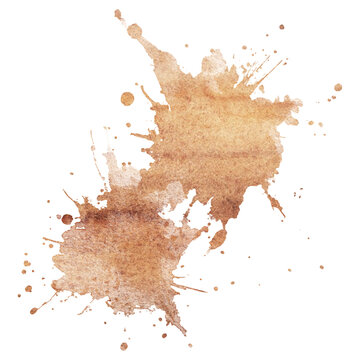 Decorative brown chocolate splatter. Brown coffee splatter stain.