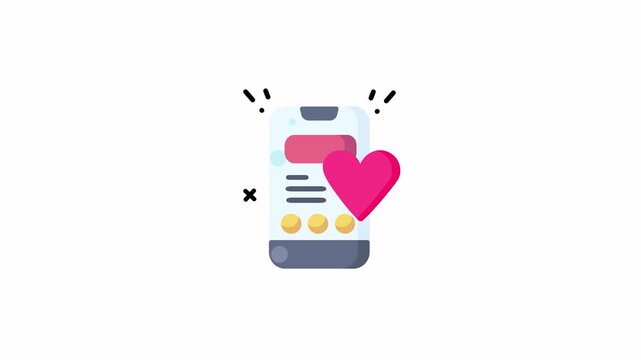 Smartphone icons featuring pink heart symbols for mobile apps