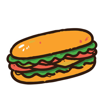 Fresh submarine sandwich vector