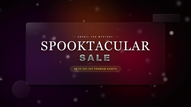 Animated Spooktacular Sale Promo Card with Floating Particles and Glowing Background
