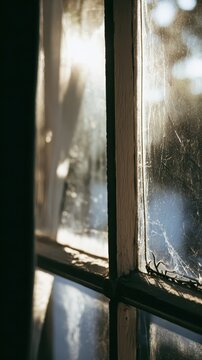 Sunlight filtering through a dusty window.