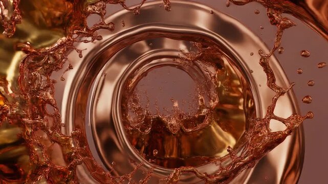 Abstract Rose Gold Metallic Fluid Tunnel 4K Generative AI