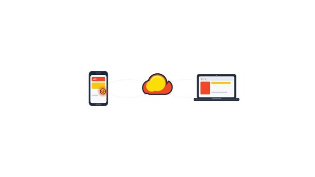 Smartphone And Laptop Syncing Data Through Cloud Computing Network