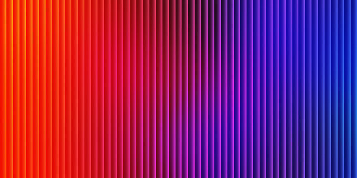 Abstract background, featuring vertical parallel, lines with a, vibrant gradient transition, from warm red, and orange to, cool purple and, blue tones