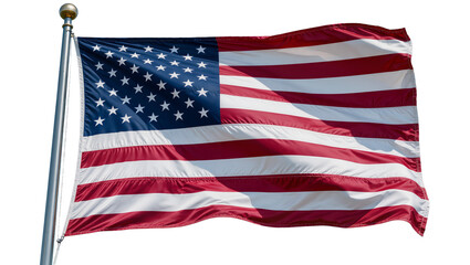 Obraz premium Waving American flag with stars and stripes, isolated on transparent background