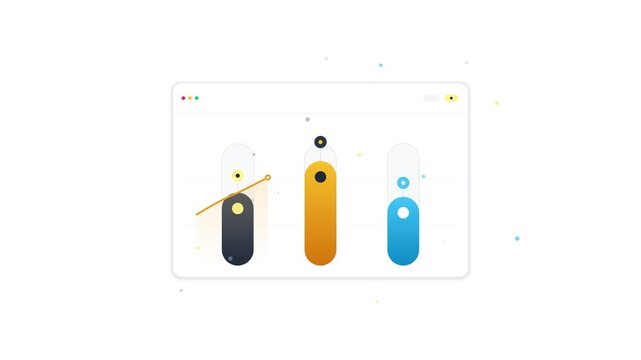Abstract UI Interface Animation with Interactive Vertical Level Sliders