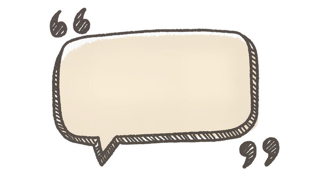 Hand drawn speech bubble with quotation marks, isolated on transparent background