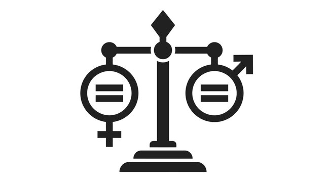 Gender equality scale icon representing balanced rights for men and women in modern society flat design