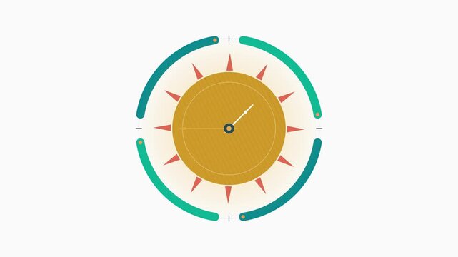 Animated Minimalist Clock Dial Measuring Time Passing on White Background