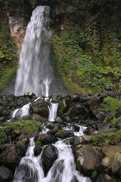 Curug Cibeureum a Waterfall at the Gede-Pangrango National Park