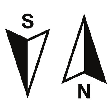 North and south compass arrow icons