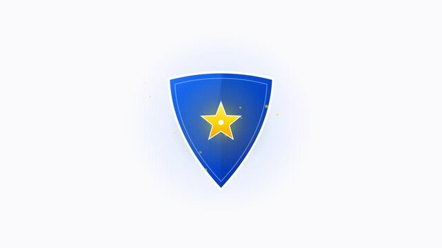 Animated Warning Signs Transitioning Into A Blue Shield With A Star