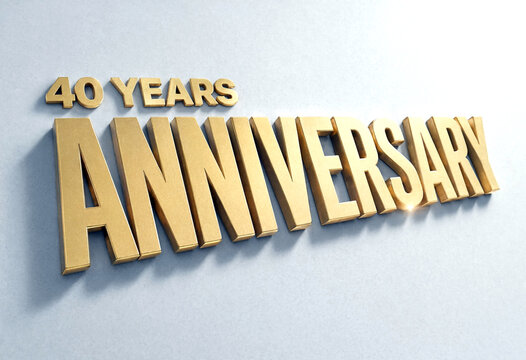 Golden shiny threedimensional text celebrating a fortyyear anniversary milestone event display