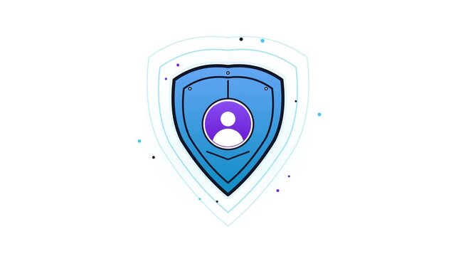 Animated User Profile Icon Protected by a Digital Shield Security Graphic