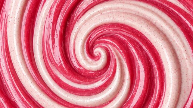 Red and White Peppermint Candy Spiral Swirl Background, Festive Christmas Holiday Pattern with Sweet Candy Texture and Dynamic Circular Motion Candy Cane Spiral Background with Peppermint Swirl