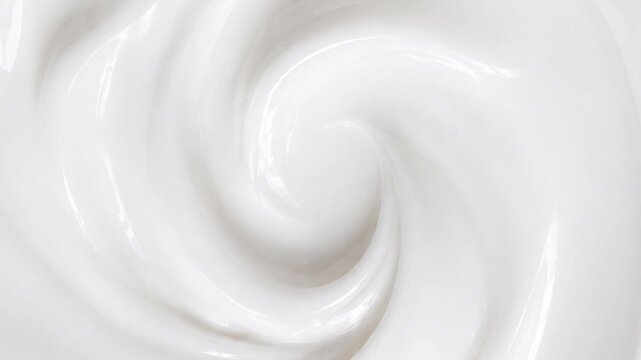 Abstract White Creamy Swirl Background with Smooth Glossy Liquid Spiral Texture, Soft Minimalist Surface for Skincare, Beauty, Food and Cosmetic Design Elegant White Cream Spiral Vortex with Smooth