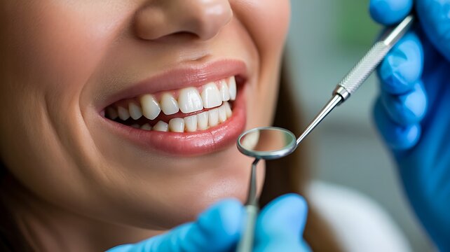 Close up of healthy smile during professional dental examination