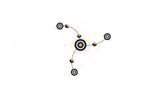 Digital Network Connection Concept with Animated Nodes and Targets