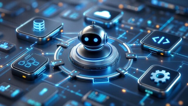 Intelligent Agent Orchestrating AI Automation Workflow, Connecting Data, Code, and Digital Tools for Seamless Process Management