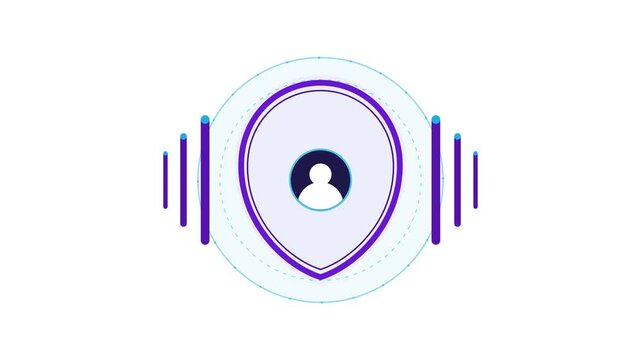 Digital User Profile Security Shield Animation on White Background
