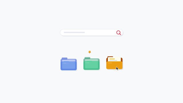 Digital Search Bar and Folder Icons Appearing on a Clean Background