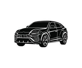 Naklejka premium Coupe Sports Car Side View Vehicle Vector Icon