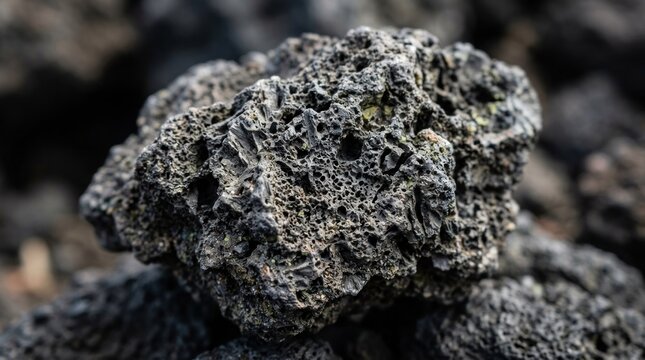 Close-up of porous volcanic rock with detailed texture