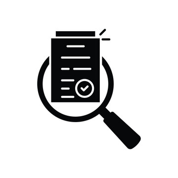 audit and data analysis icon like black assesment. silhoette trend graphic black logotype web element isolated on white. concept of key performance indicator or business visualisation