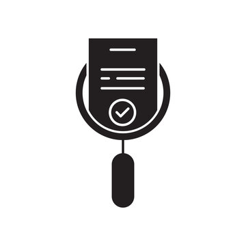 black evaluate result icon like assess report. stroke trend modern assesment logotype graphic silhouette design isolated on white. 