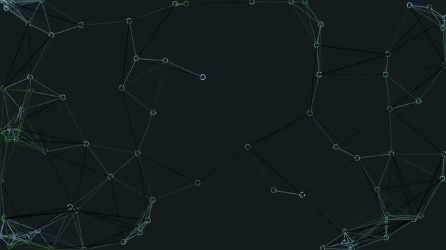 Abstract geometric network with connecting lines and dots on dark background