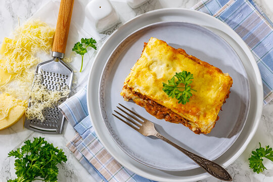 Lasagne au boeuf prepared in classic French style