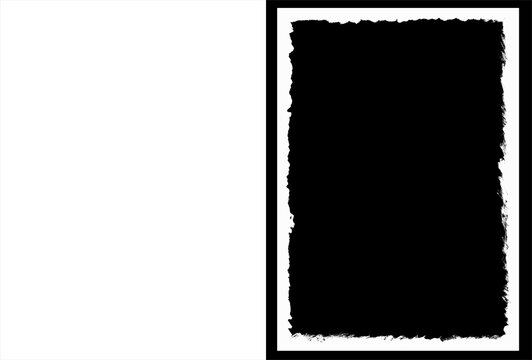 Grunge watercolor border set, hand painted black ink frame on white background, dark textured photo overlay for creative design